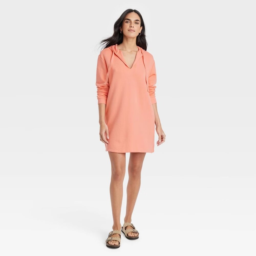 NEW Universal Thread™ Coral Women's Long Sleeve Mini Fleece Tunic Dress